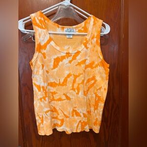 Vintage Y2K NY-5 orange white tie dye tank top